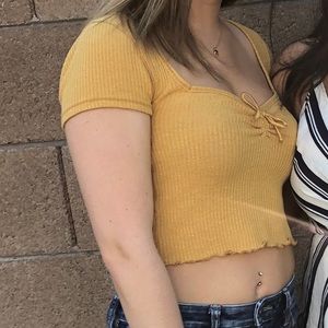 mustard crop top